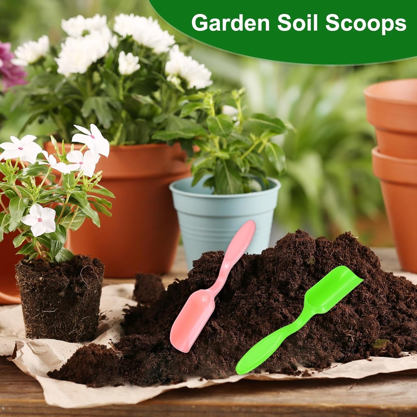 M METERXITY 20-Pack Mini Gardening Shovel Spoons, Plastic Garden Soil Scoops for Cultivation Digging Transplanting/Flower Planting/Plant Succulent, Colorful Small Gardening Tools [Multicolor]
