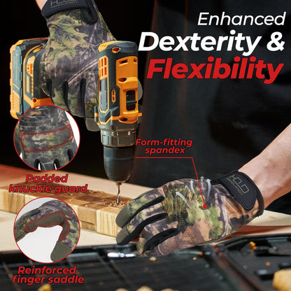 Work Gloves for Men & Women, Utility Mechanic Working Gloves Touch Screen, Flexible Gardening Gloves for Yard