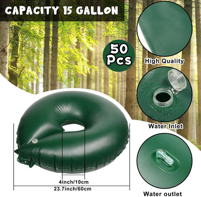 Roshtia 2 Pack 15 Gallon Tree Watering Ring Bag Slow Release Reusable Tree Bag Bulk Heavy Duty Automatic Drip Irrigation Ring PVC Root Water System for Garden Newly Planted (Brown)