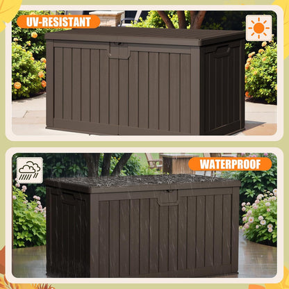 30 Gallon Resin Deck Box Waterproof Outdoor Storage Box for Patio Furniture Pool Accessories Indoor Storage for Cushion Garden Tools (30 Gallon, Black)