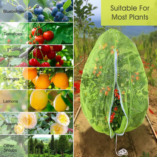 Fruit Tree Netting, RIFNY 3.9 X 3.3 FT Blueberry Bush Netting Cover with Zipper Drawstring, Outdoor Mosquito Net Garden Netting Cover Protector Plant from Birds Cicadas Animals Insect (4 PCS, White)