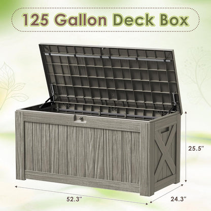 Devoko 100 Gallon Waterproof Large Resin Deck Box Indoor Outdoor Lockable Storage Container for Patio Furniture Cushions Garden Tools (100 Gallon, Black)