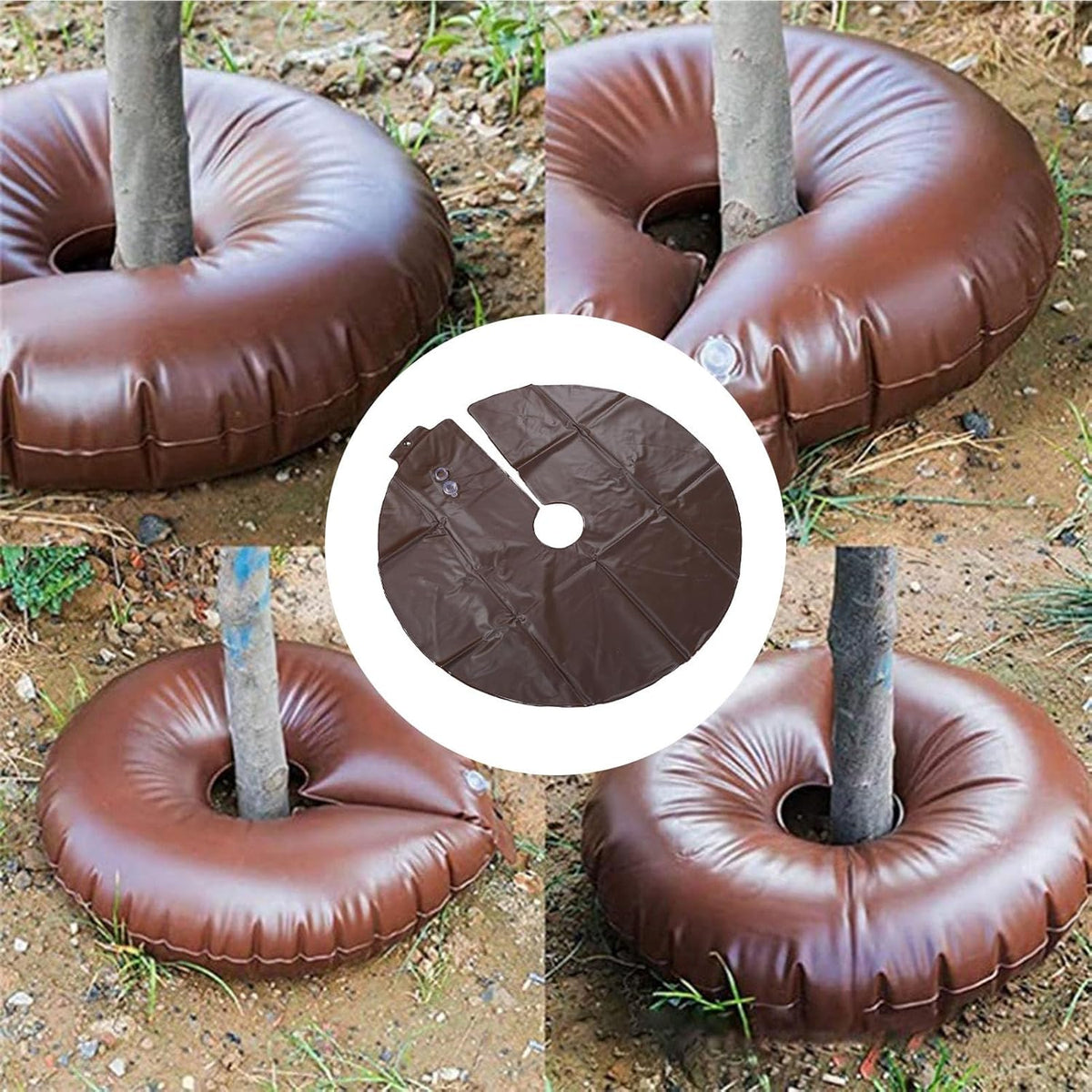 Tree Watering Ring, 10 Gallon Reusable PVC Tree Watering Bags Drip Irrigation Water Pouch Gardening Tools for Landscaping, Newly Planted (Green)