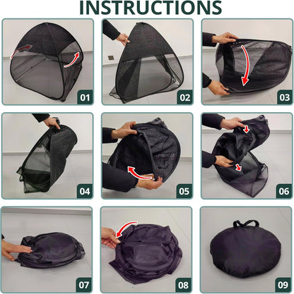 2 Pcs Pop Up Garden Netting Bug and Shade Covers, 22" x 22" x 22" Plant Sun Shade Top Bird Netting Tents, Insect Barrier Sun Protection Plant Cover Tent for Outdoor Plants Vegetables Fruits (Black)