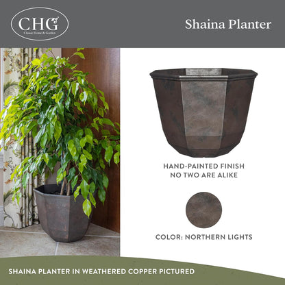 Classic Home and Garden by Growscape Shaina Planting Pots - Lightweight Indoor & Outdoor Plant Pots - UV-Resistant Resin Flower Pots - Pot Planters for Flowers & Herbs (15” Earth)