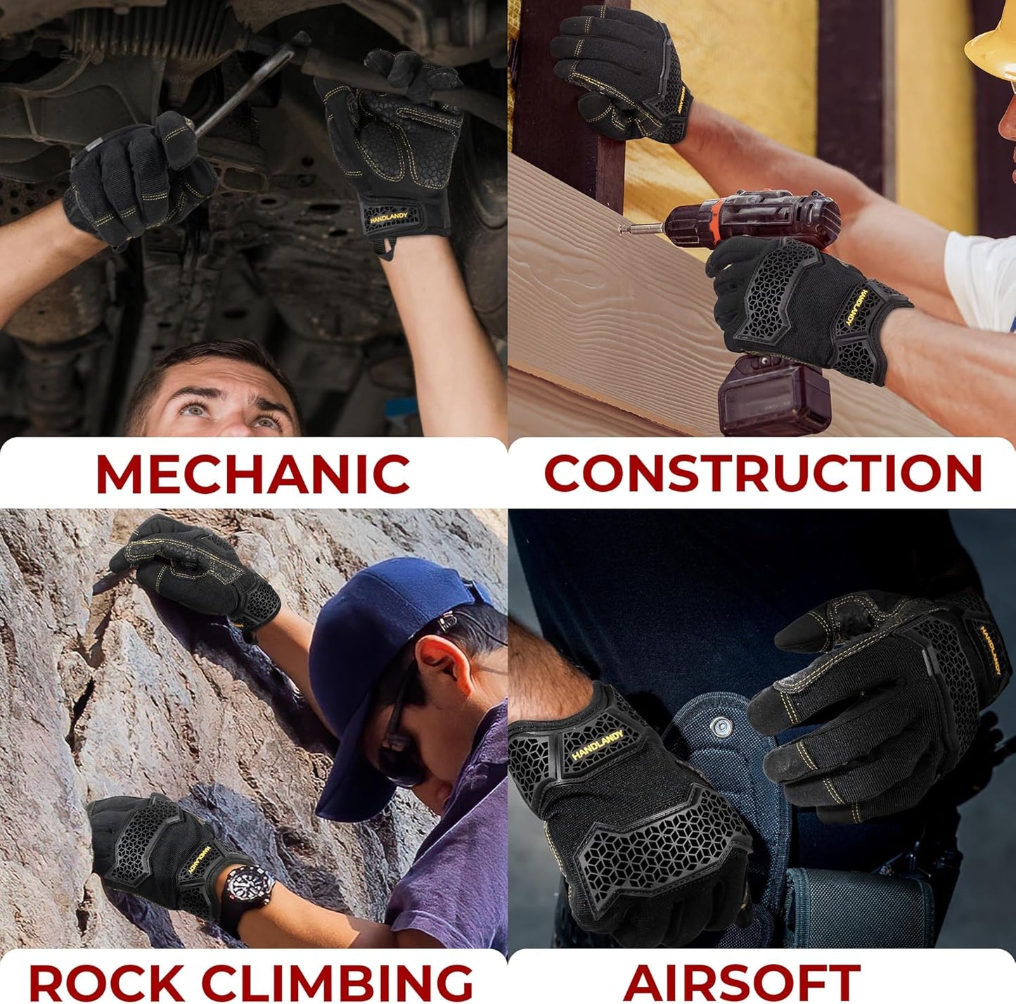Work Gloves for Men & Women, Utility Mechanic Working Gloves Touch Screen, Flexible Gardening Gloves for Yard