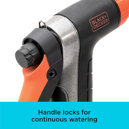 BLACK+DECKER® Adjustable Metal Rear Trigger Nozzle – Durable, Easy-Grip Garden Hose Sprayer with Locking Rear Trigger BD59578