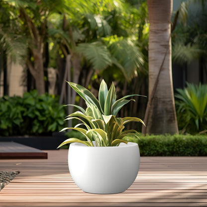 Large Round Bowl Vintage BRN Concrete Planter 19.9" Dia, Outdoor