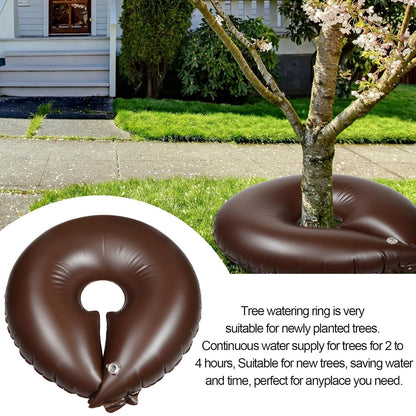 TaoBary 4 Pcs 10 Gallon Tree Watering Ring Bag Slow Release Watering Bag Deep Root Automatic Drip System PVC Drip Irrigation Pouch Donuts for Newly Planted Multi Trunk Trees Shrubs (Black)