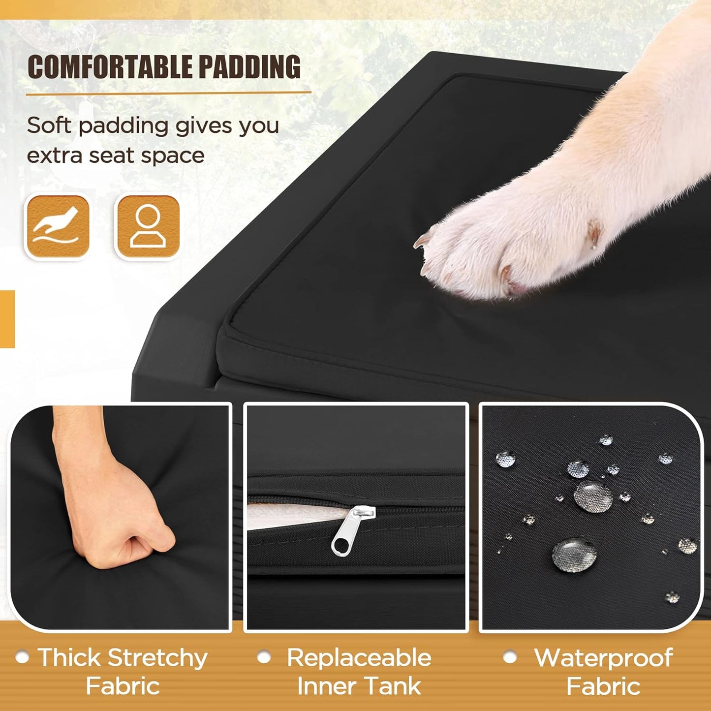 Devoko 100 Gallon Waterproof Large Resin Deck Box Indoor Outdoor Lockable Storage Container for Patio Furniture Cushions Garden Tools (100 Gallon, Black)