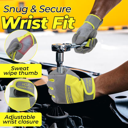 Work Gloves for Men & Women, Utility Mechanic Working Gloves Touch Screen, Flexible Gardening Gloves for Yard