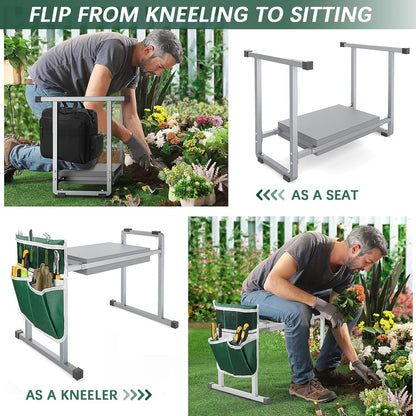 FLINTER Wider Garden Kneeler and Seat, Heavy Duty Thick Gardening Bench for Kneeling and Seat - Garden Kneelers for Seniors, Gardening Stools for Women, Grandparents, Gardeners, Black