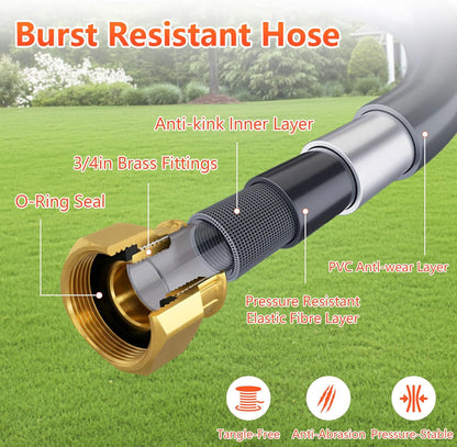Retractable Garden Hose Reel, 5/8 in x100 ft Heavy Duty Wall Mount Water Hose Reel with Metal Bracket & 9-Pattern Metal Nozzle, Any Length Lock, Slow Retraction and 180° Swivel