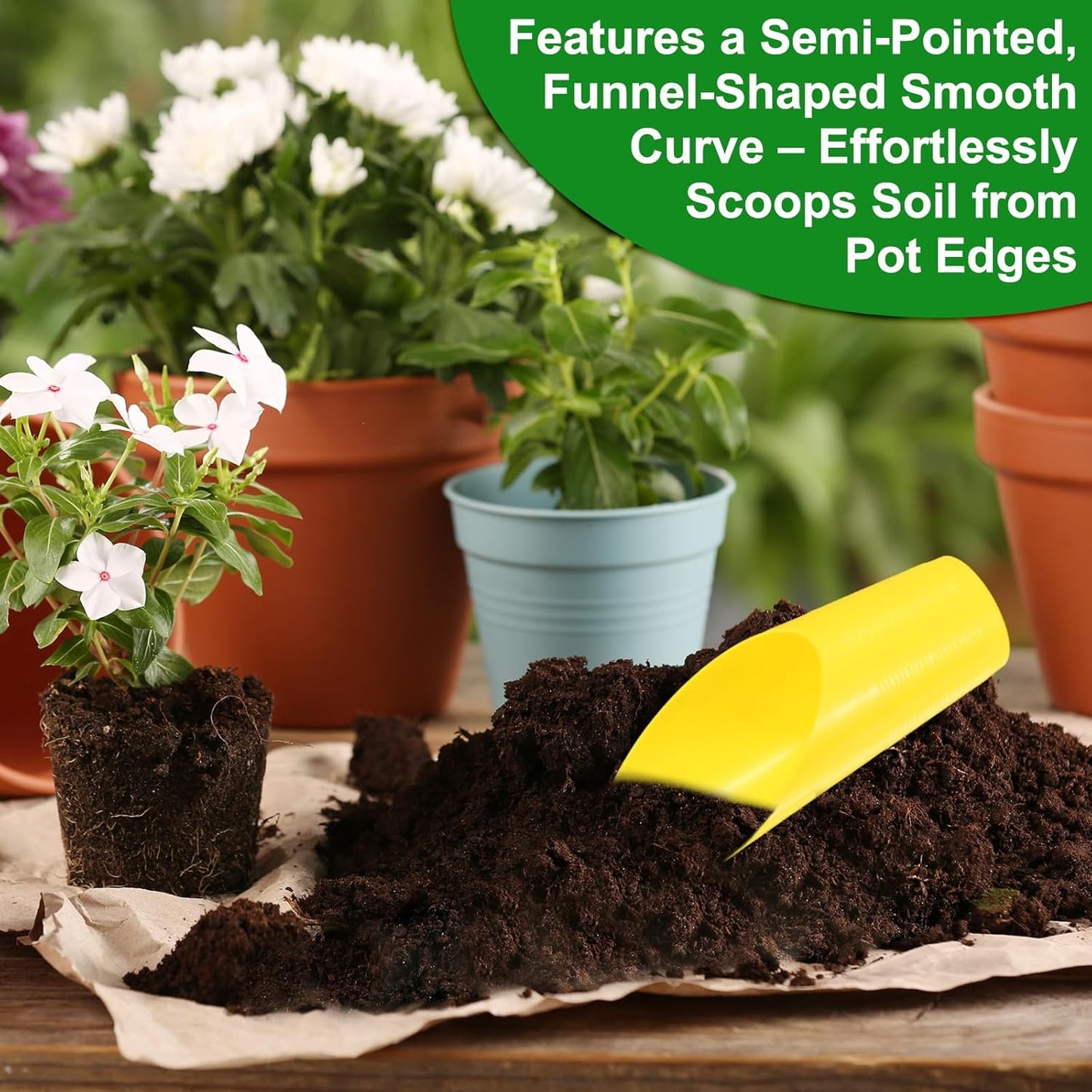 M METERXITY 18-Pack Bonsai Soil Scoops, Plastic Garden Soil Scoops Bucket Shovel Potting Scoopers for Transplanting/Flower Planting/Plant Succulent, Colorful Small Gardening Tools [Multicolor]