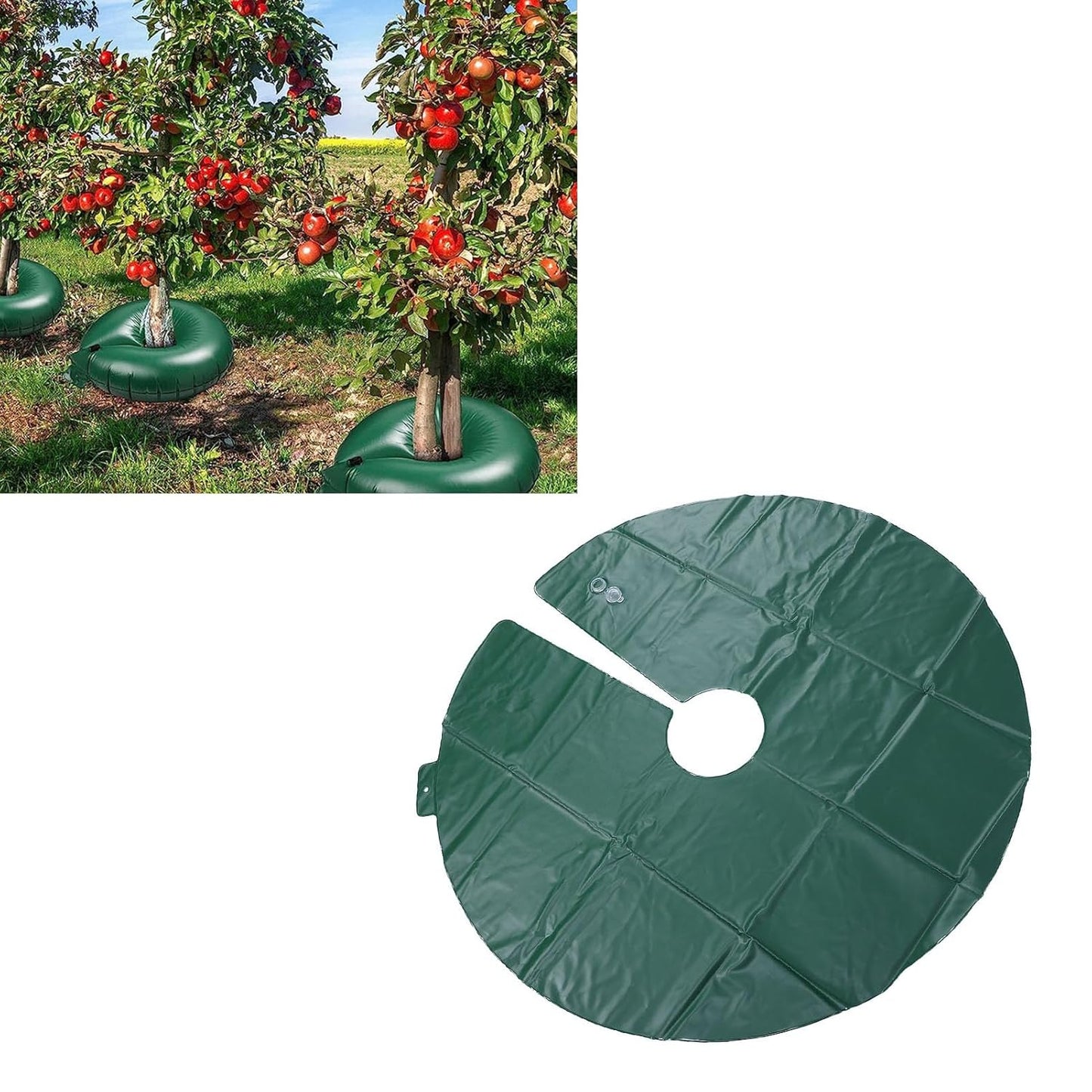 Tree Watering Ring, 10 Gallon Reusable PVC Tree Watering Bags Drip Irrigation Water Pouch Gardening Tools for Landscaping, Newly Planted (Green)