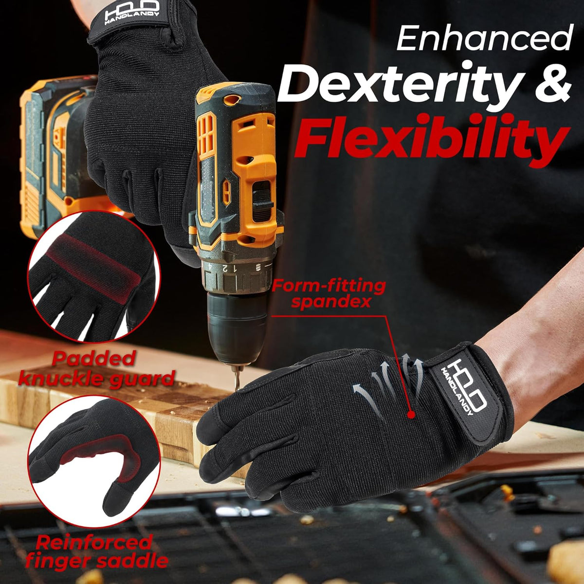Work Gloves for Men & Women, Utility Mechanic Working Gloves Touch Screen, Flexible Gardening Gloves for Yard