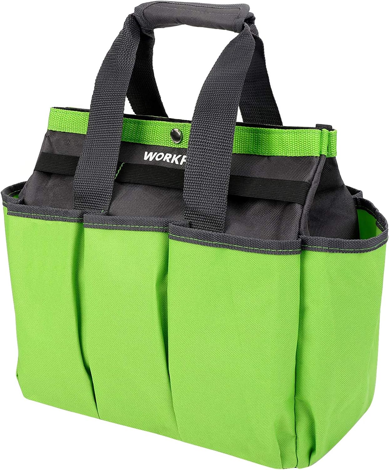 WORKPRO Garden Tool Bag, 9 Pockets Gardening Bag, Heavy Duty Oxford Garden Tote Caddy (Tools NOT Included), 12" x 12" x 6" (Floral White)