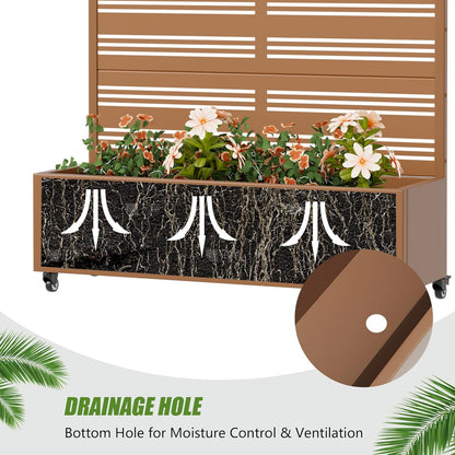 Casaphoria Metal Raised Garden Bed with Trellis and Wheels, 72"x47"x16" Planter Box for Climbing Plants, Vegetables & Vines, Features Drainage Holes and Privacy Screen (Black-Louver) - Colors B