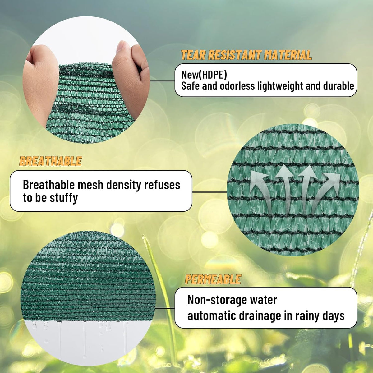 Cool Area 55% 6.5x10ft Sunblock Shade Cloth Cover Mesh UV Resistant Net for Garden Flower Plant Greenhouse, Black