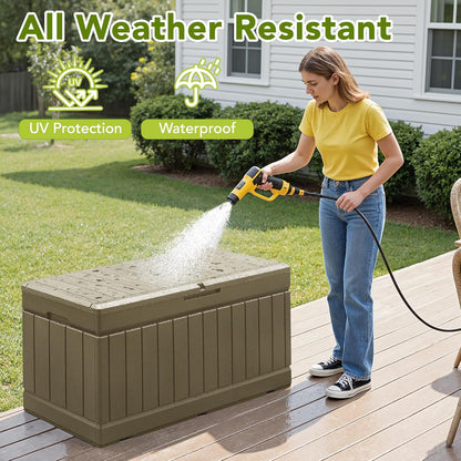30 Gallon Resin Deck Box Waterproof Outdoor Storage Box for Patio Furniture Pool Accessories Indoor Storage for Cushion Garden Tools (30 Gallon, Black)