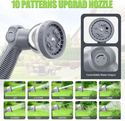 5/8" × 110 ft Retractable Hose Reel, Heavy Duty Retractable Garden Hose Reel Wall Mounted with 10-Pattern Hose Nozzle/Any Length Lock/Slow Return System/180°Swivel Bracket