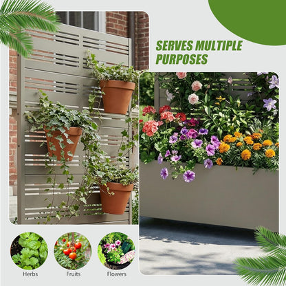 Casaphoria Metal Raised Garden Bed with Trellis and Wheels, 72"x47"x16" Planter Box for Climbing Plants, Vegetables & Vines, Features Drainage Holes and Privacy Screen (Black-Louver) - Colors B