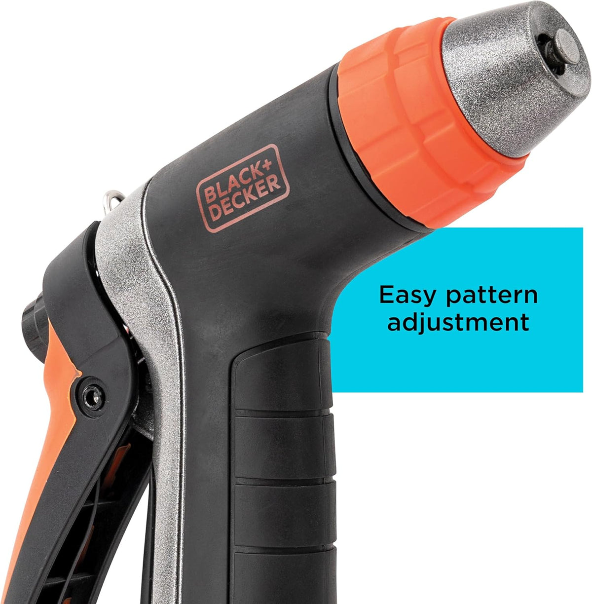 BLACK+DECKER® Adjustable Metal Rear Trigger Nozzle – Durable, Easy-Grip Garden Hose Sprayer with Locking Rear Trigger BD59578