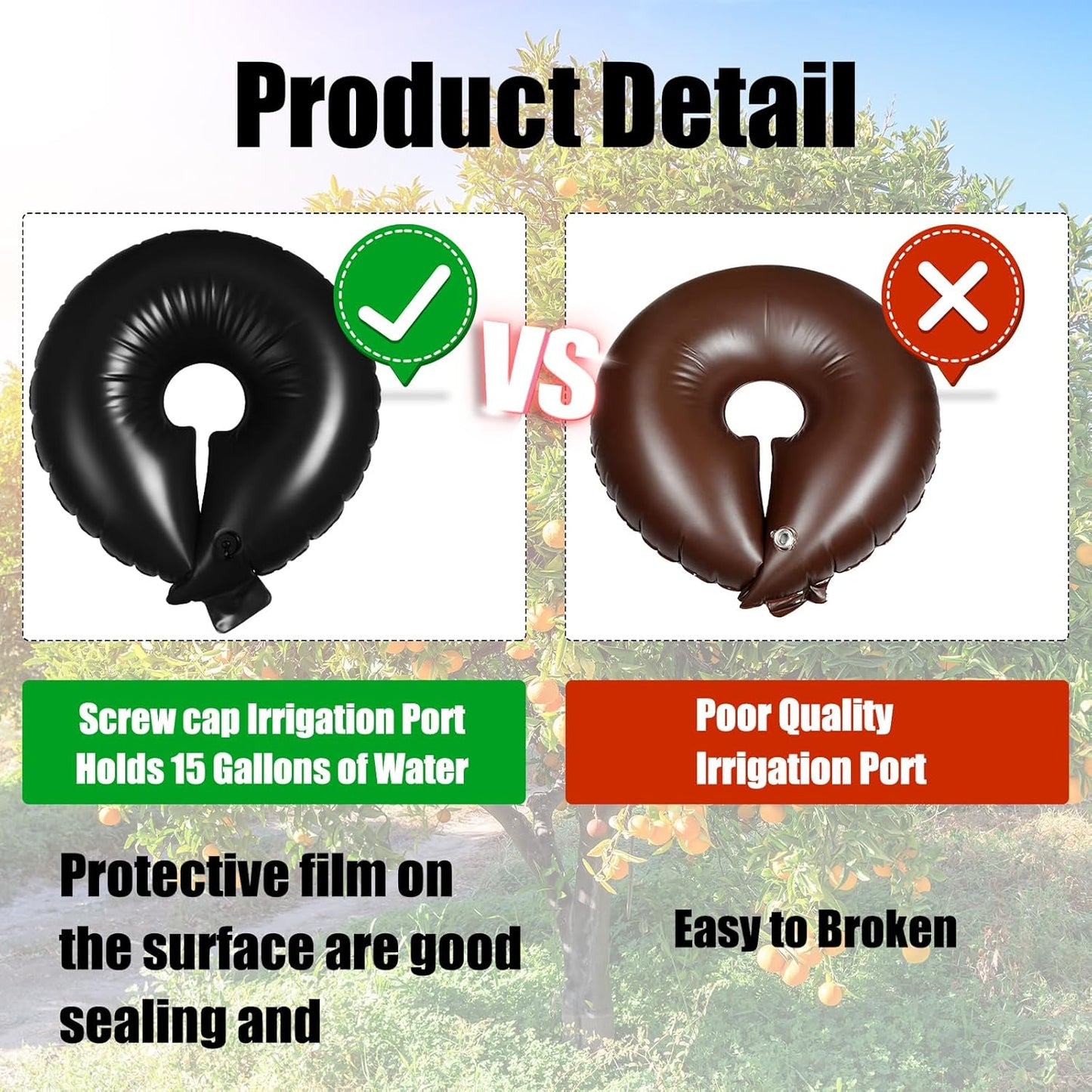 Foaincore 6 Pcs 10 Gallon Heavy Duty Tree Watering Ring PVC Drip Irrigation Deep Tree Root Watering Bag Round Trees Slow Release Water Pouch Planting Drip Irrigation Rings for Gardening Supply(Green)