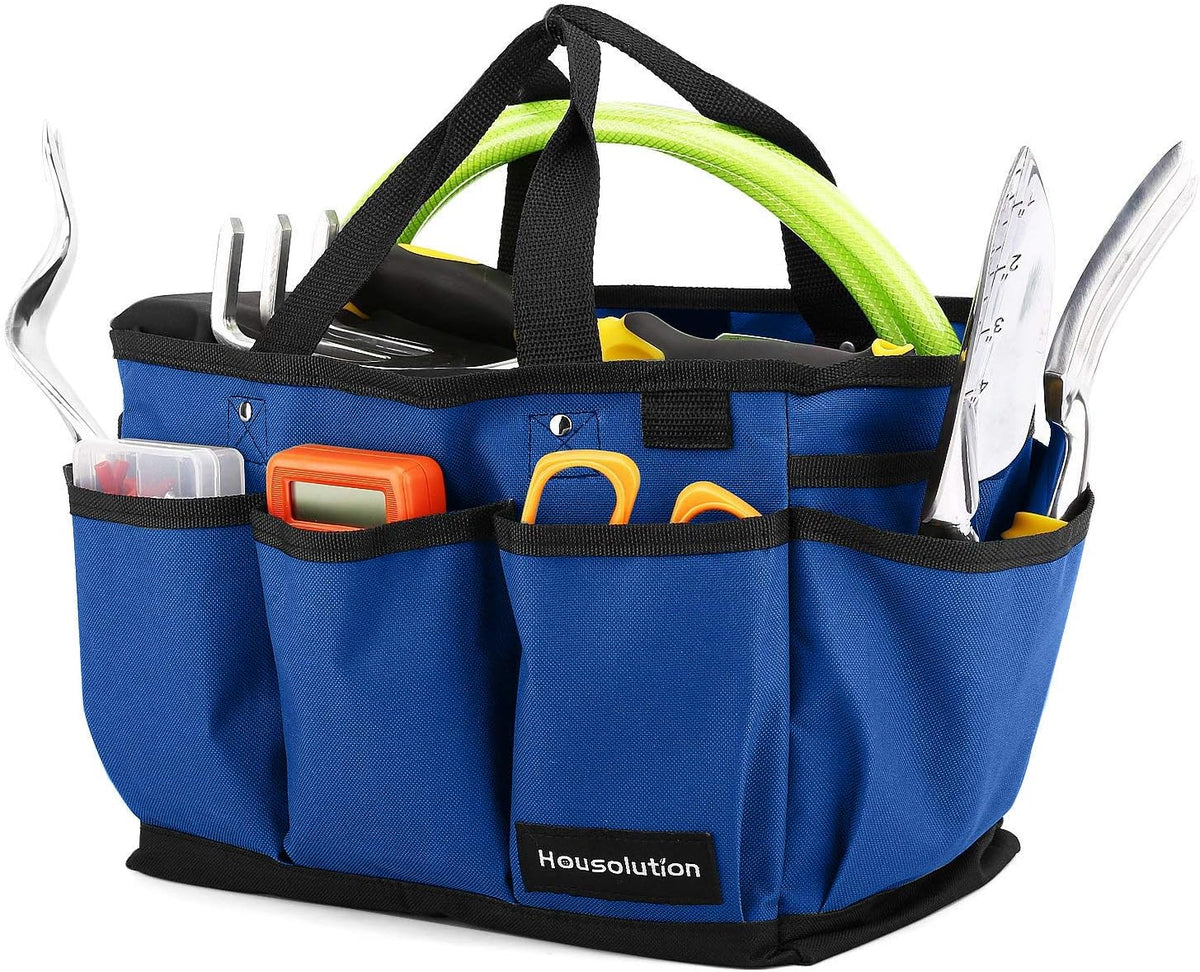 Housolution Gardening Tote Bag, Deluxe Garden Tool Storage Bag and Home Organizer with Pockets, Wear-Resistant & Reusable, 14 Inch, Pink