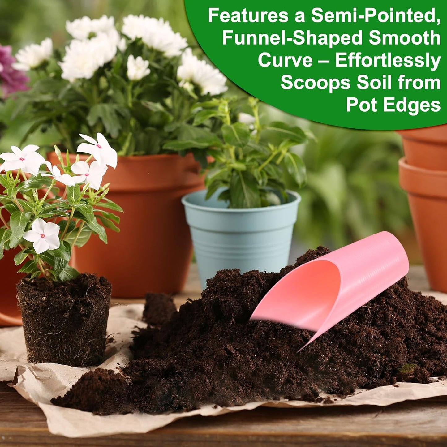 M METERXITY 18-Pack Bonsai Soil Scoops, Plastic Garden Soil Scoops Bucket Shovel Potting Scoopers for Transplanting/Flower Planting/Plant Succulent, Colorful Small Gardening Tools [Multicolor]