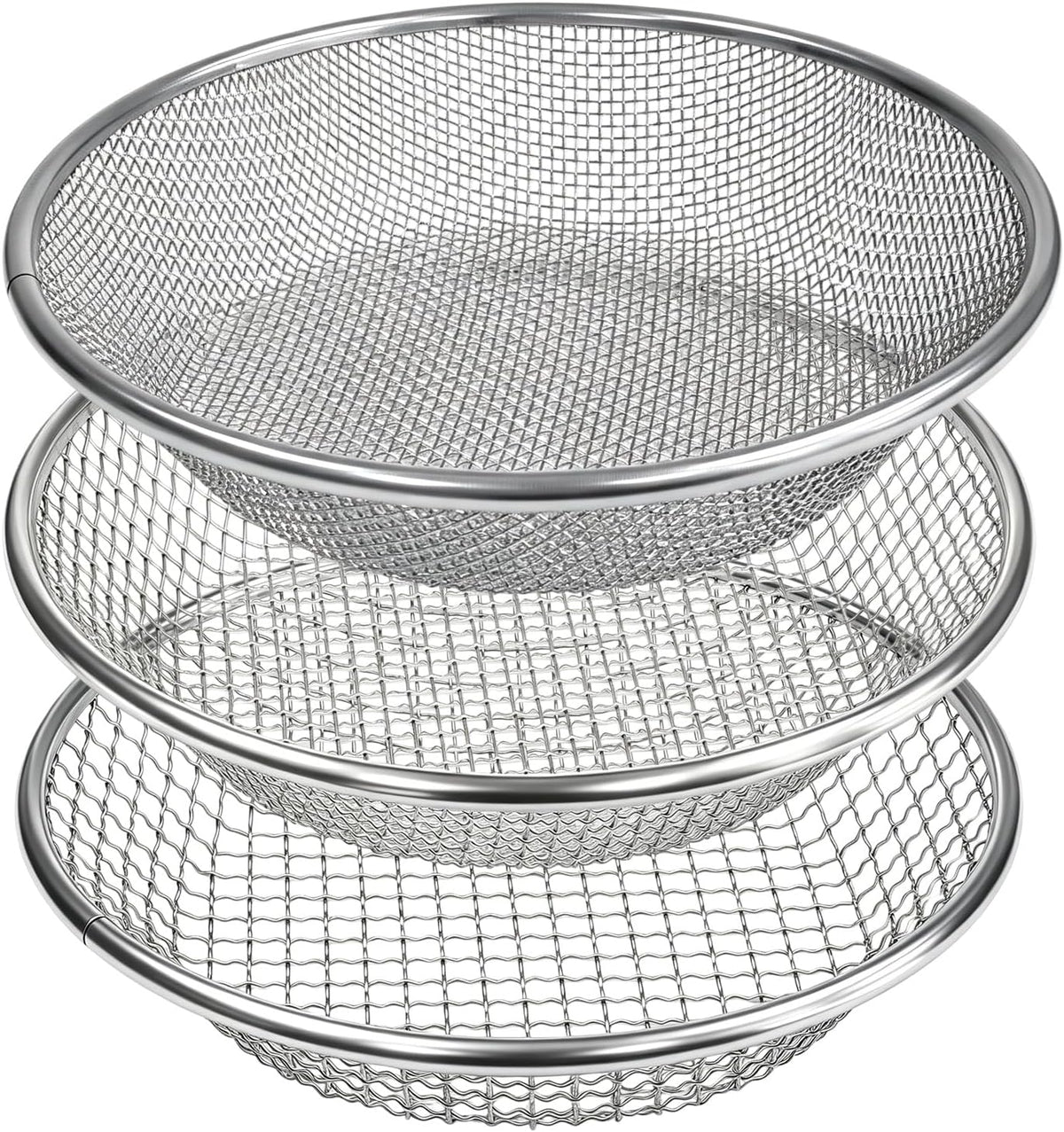 2PCS YUEBM Gardening Sand Soil Compost Sifter Perfect for 5 Gallon Bucket, 1/4 Inch Mesh, 1/8 Inch Mesh