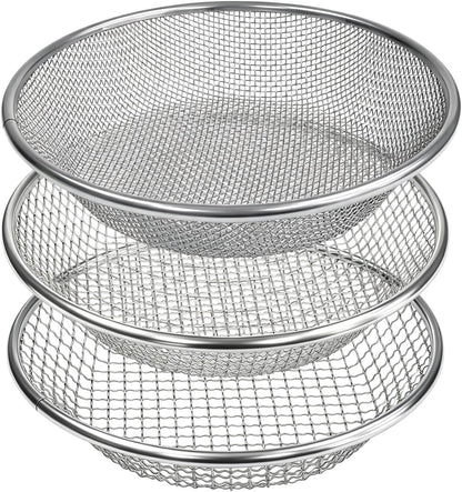 2PCS YUEBM Gardening Sand Soil Compost Sifter Perfect for 5 Gallon Bucket, 1/4 Inch Mesh, 1/8 Inch Mesh