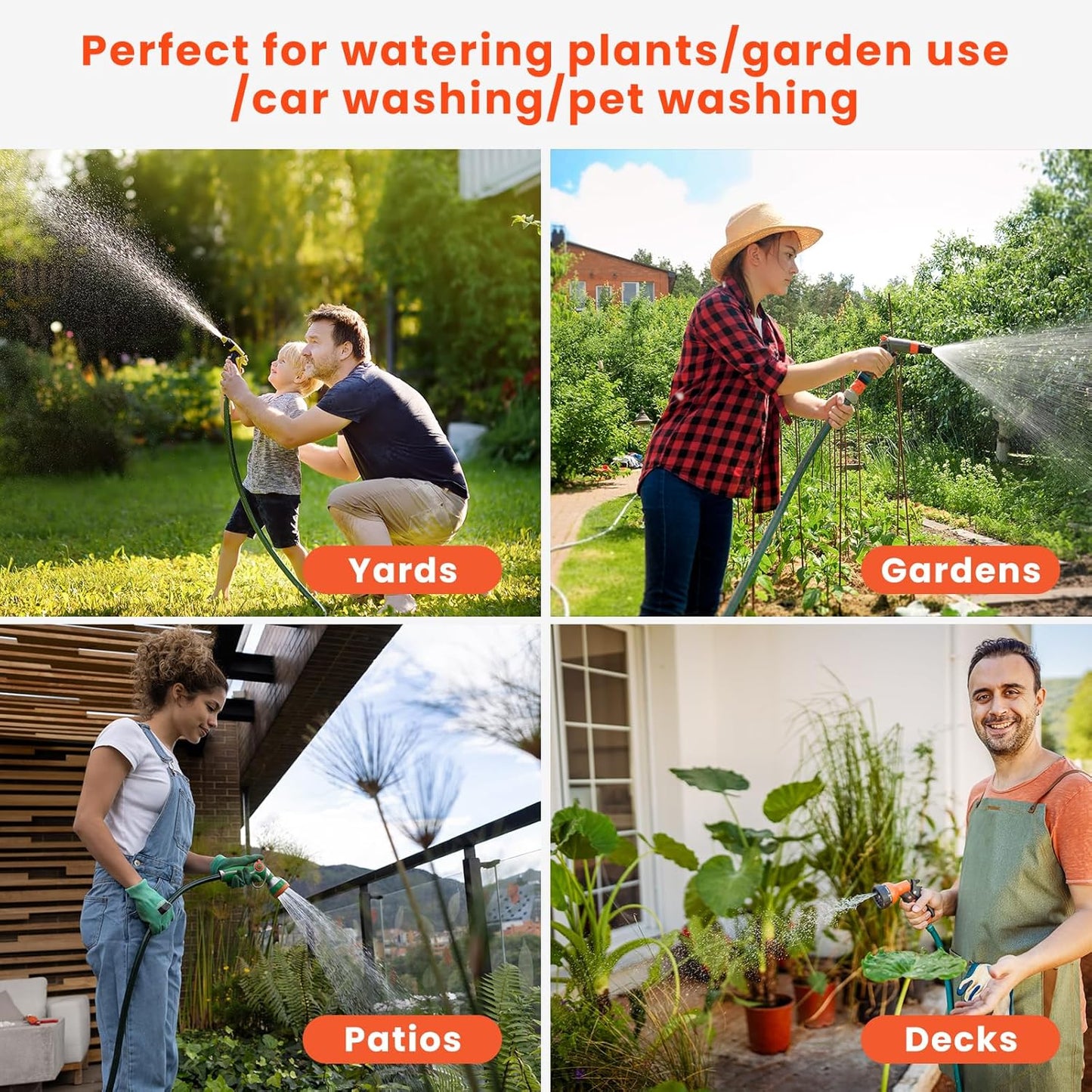 Retractable Garden Hose Reel 90 ft 5/8 inch Automatic Rewind with Any-Length Lock 9 Pattern Nozzle Sprayer 180° Swivel Wall-Mounted Hose Reel for Home Yards