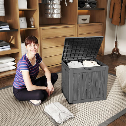 30 Gallon Outdoor Deck Box, Lockable Waterproof Outdoor Storage Boxes For Garden Tools,Indoor Cushions,Accessories Outside Storage Resin Weatherproof Container(Black)