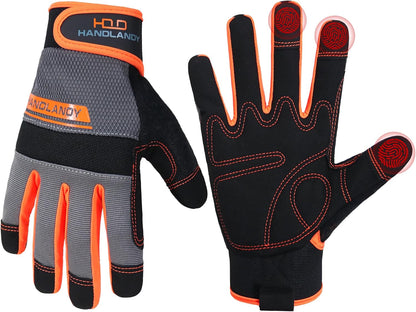 Work Gloves for Men & Women, Utility Mechanic Working Gloves Touch Screen, Flexible Gardening Gloves for Yard