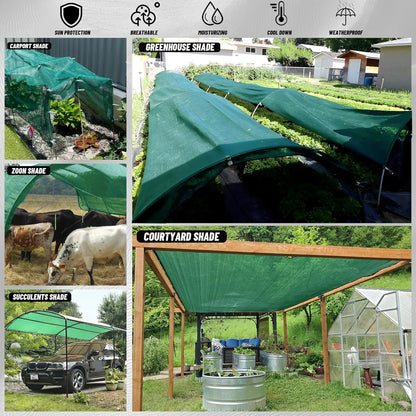 Cool Area 55% 6.5x10ft Sunblock Shade Cloth Cover Mesh UV Resistant Net for Garden Flower Plant Greenhouse, Black