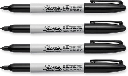Sharpie Extreme Permanent Markers, Fine Point, Black, 4 Count - Fade Resistant Against Both Wet and Dry Outdoor Elements