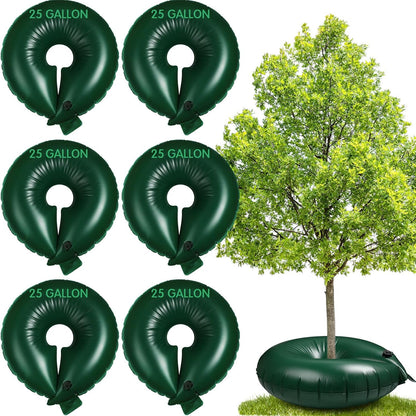 Foaincore 6 Pcs 10 Gallon Heavy Duty Tree Watering Ring PVC Drip Irrigation Deep Tree Root Watering Bag Round Trees Slow Release Water Pouch Planting Drip Irrigation Rings for Gardening Supply(Green)