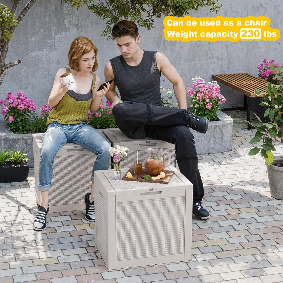 30 Gallon Outdoor Deck Box, Lockable Waterproof Outdoor Storage Boxes For Garden Tools,Indoor Cushions,Accessories Outside Storage Resin Weatherproof Container(Black)