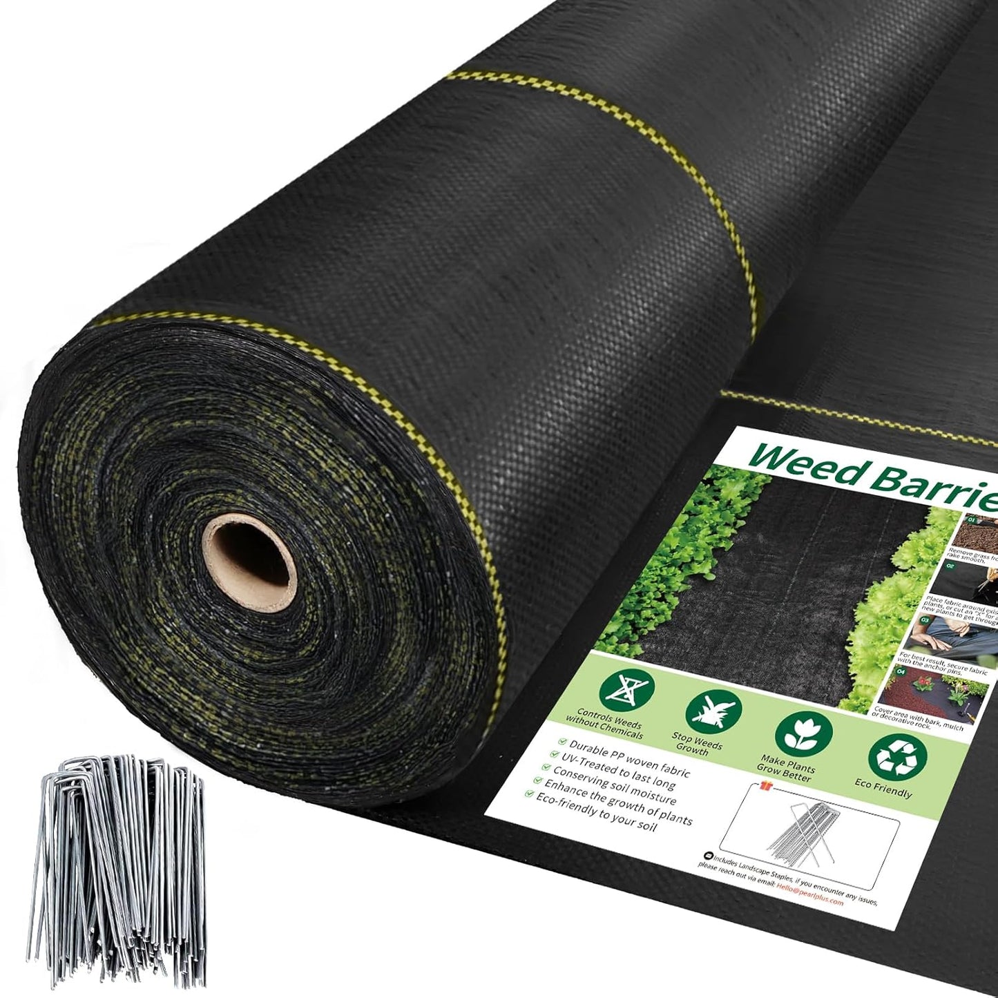 4ft x300ft Black Weed Barrier 3.5oz Landscape Premium Fabric-Heavy Duty Woven Ground Cloth with Superior Permeability Weed Control Convenient Design - Colors F