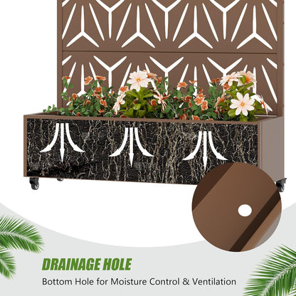 Casaphoria Metal Raised Garden Bed with Trellis and Wheels, 72"x47"x16" Planter Box for Climbing Plants, Vegetables & Vines, Features Drainage Holes and Privacy Screen (Black-Louver) - Colors B