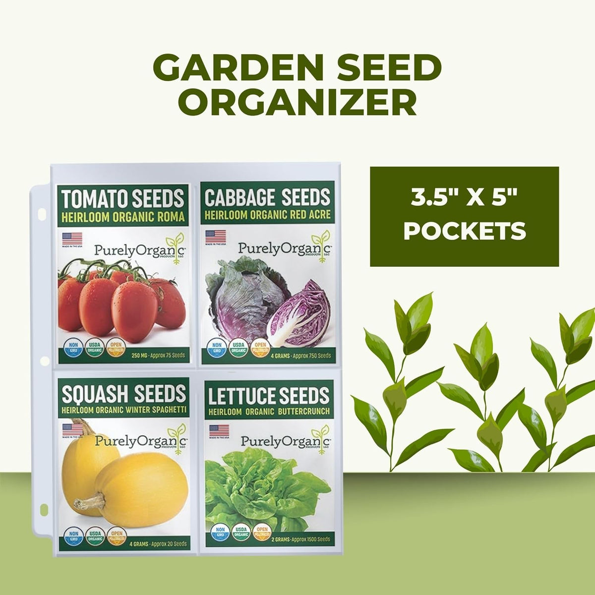 Seed Storage Organizer Sleeves, 100 Pockets (25 Pack) 3.5x5, Heavy Duty Polypropylene, Top Loading 4 Pocket Seed Packet Organizer Pages for 3 Ring Binder, Archival Safe - Performore