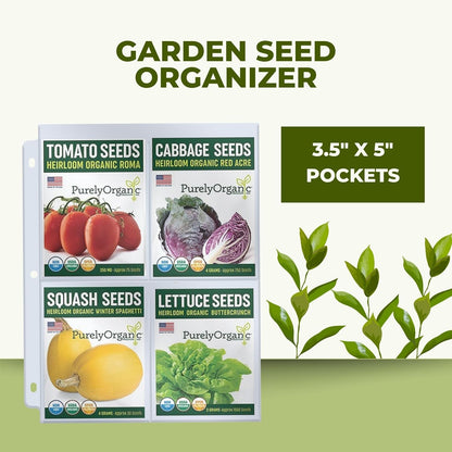 Seed Storage Organizer Sleeves, 100 Pockets (25 Pack) 3.5x5, Heavy Duty Polypropylene, Top Loading 4 Pocket Seed Packet Organizer Pages for 3 Ring Binder, Archival Safe - Performore