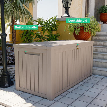 30 Gallon Outdoor Deck Box, Lockable Waterproof Outdoor Storage Boxes For Garden Tools,Indoor Cushions,Accessories Outside Storage Resin Weatherproof Container(Black)