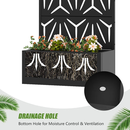 Casaphoria Metal Raised Garden Bed with Trellis and Wheels, 72"x47"x16" Planter Box for Climbing Plants, Vegetables & Vines, Features Drainage Holes and Privacy Screen (Black-Louver) - Colors A