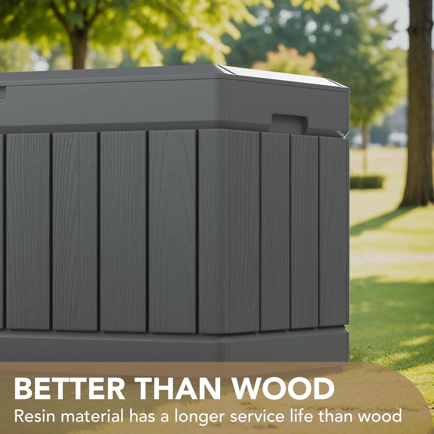 Devoko 100 Gallon Waterproof Large Resin Deck Box Indoor Outdoor Lockable Storage Container for Patio Furniture Cushions Garden Tools (100 Gallon, Black)