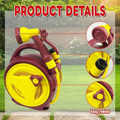 Hose Reels for Outside,45+6.5FT Portable Retractable Hose Reel,Retractable Garden Hose Reel with Spray Nozzle,Portable Hose Reel for Plant Watering Pet Cleaning Yard Cleaning and Car Washing