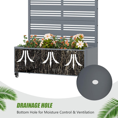 Casaphoria Metal Raised Garden Bed with Trellis and Wheels, 72"x47"x16" Planter Box for Climbing Plants, Vegetables & Vines, Features Drainage Holes and Privacy Screen (Black-Louver) - Colors C