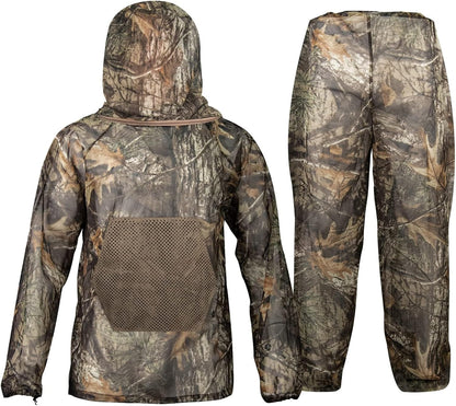 Mosquito Netting Suit Bug Net Mesh Clothing with Hood Outdoor Garden Hunting Camo Protection from Fly Insects Bugs