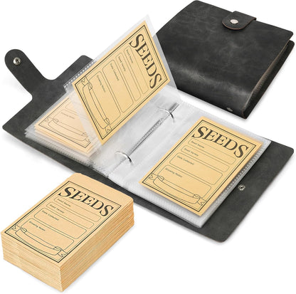 Seed Packet Organizer Binder, Garden Planner Packet with 25 Pack Clear Pocket Sleeves(Slot 3.9" x 5.5") 50Pcs Seed Storage Envelopes, Fit for Standard Seed Packets